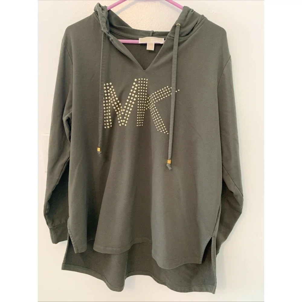 MICHAEL KORS Hoodie/Sweatshirt Plus Size 1X Green Gold (B24)